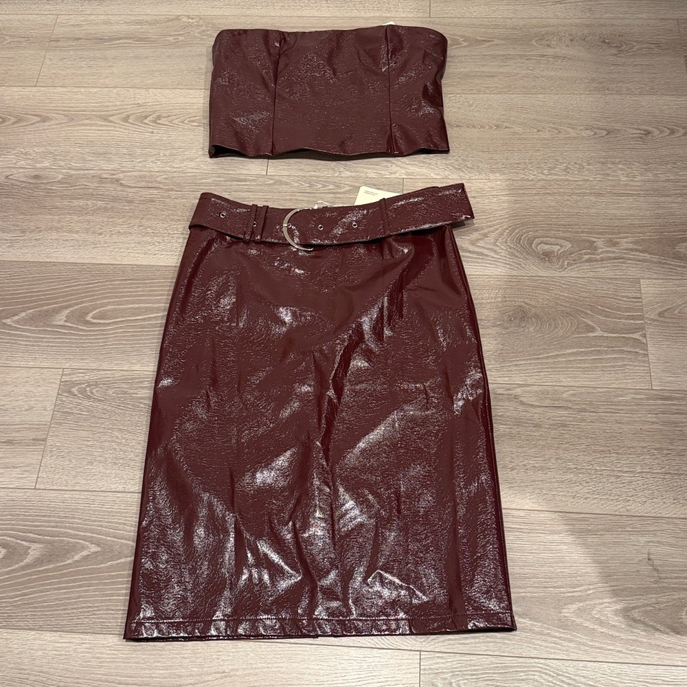 BNWT Peppermayo Wynnie Faux Leather Midi Skirt Size 8 - Picture 3 of 5